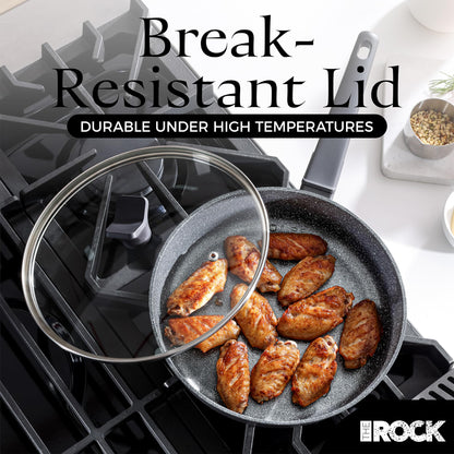 THE ROCK SOHO 11-Inch Non Stick Frying Pan with Lid – Nothing Sticks, Never Warps, Lasts Longer, Healthy Skillet with Heat-Resistant Handle, PFOA Free, Dishwasher Safe, Black