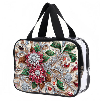 LSQFS DIY Diamond Painting Toiletry Bag, Large Clear PVC Cosmetic Organizer, Portable Travel Makeup Pouch with Rhinestone Decor, Diamond Art Kit for Adults, Ideal Gift for Women and Craft Lovers