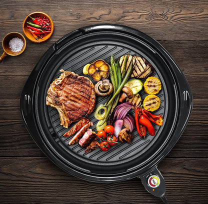 Elite Gourmet EMG-980B Smokeless Electric Tabletop Grill, 6-Serving, 14" Black, Nonstick, Dishwasher Safe