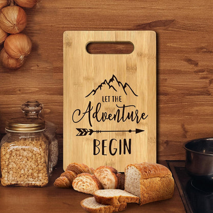 Let The Adventure Begin Bamboo Cutting Board, Camper Cabin Decor, Housewarming Gift for Kitchen