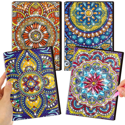 Ctosree Diamond Art Kits for Adults Teens 4 Pcs Diamond Painting Journals Notebooks 5d DIY Creative Journal Gem Dots Art Crafts for Women Men Friends Graduation Birthday Relax Hobby Gift with Tools