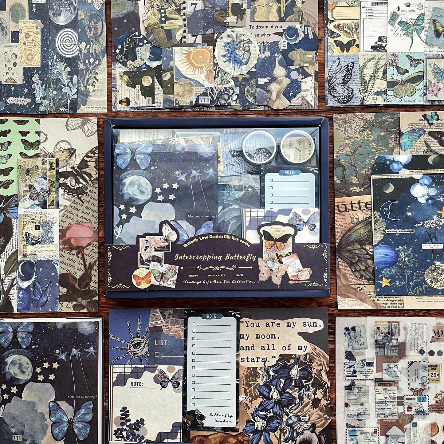 BoomTeck Vintage Aesthetic Scrapbooking Supplies, Bullet Junk Journal Kits with Scrapbook Paper, Washi Stickers, A6 Grid Notebook - DIY Craft Journaling Gift for Teen Girl Adult (Butterfly Garden)