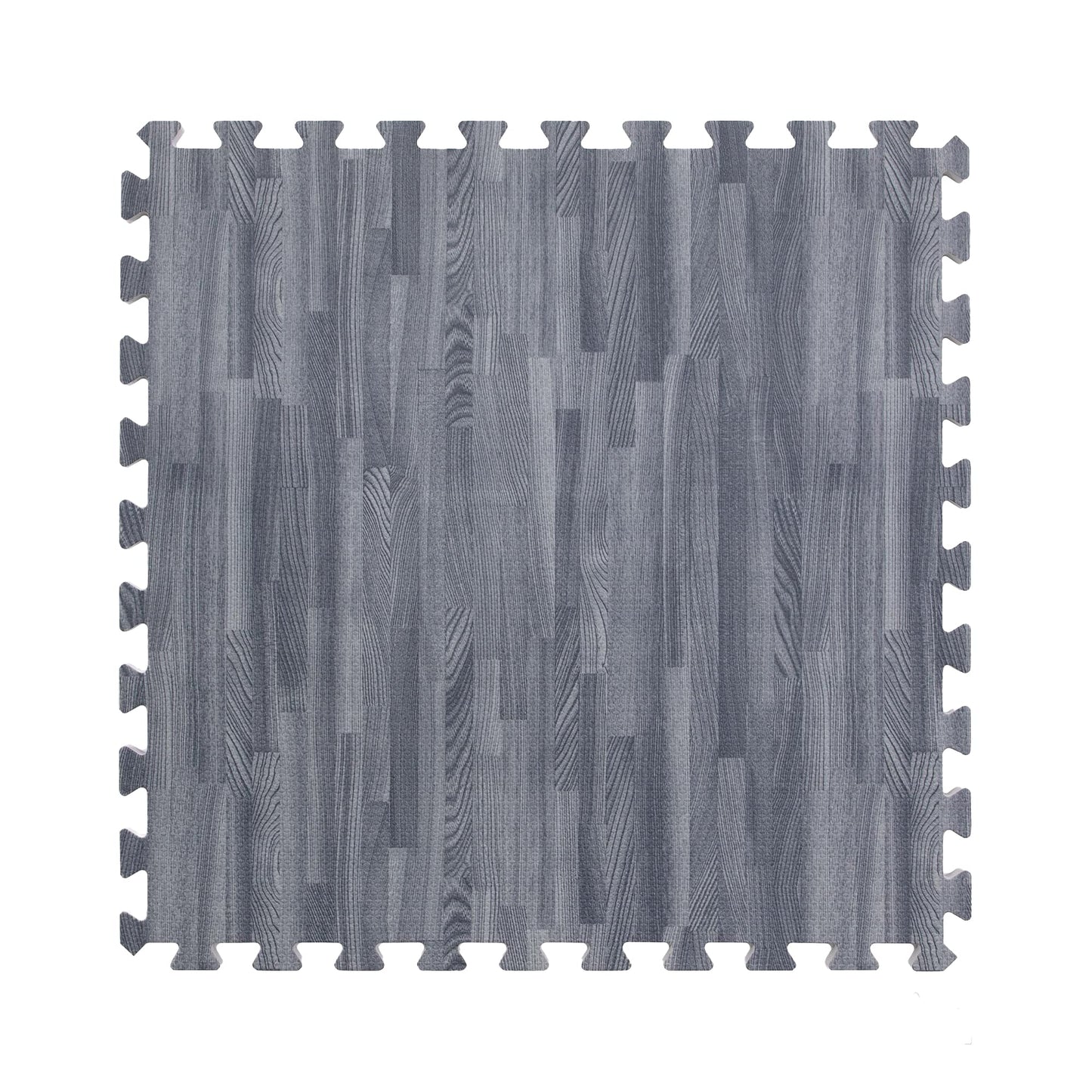 IncStores Premium Soft Wood Print Foam Flooring Tiles | Interlocking Foam Tiles for Home, Gym, Training and Yoga | 5/8" - Grey, 144 Square Feet