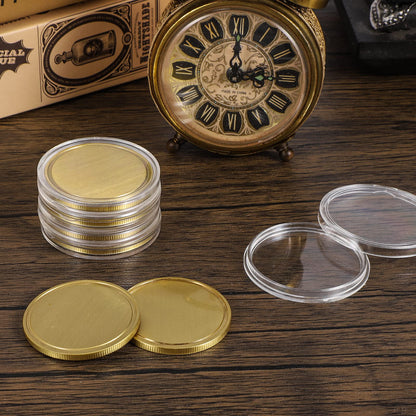 Blank Brass Challenge Coin Laser Engraving Custom Coins Blanks 40 mm with Acrylic Protection Box for DIY Crafts Birthday Travel Commemorative Collection (10pcs Brass)