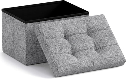 12 16 12, Ornavo Home Small Storage Ottoman Foldable Collapsible Rectangle Linen Ottoman Foot Rest Stool Seat