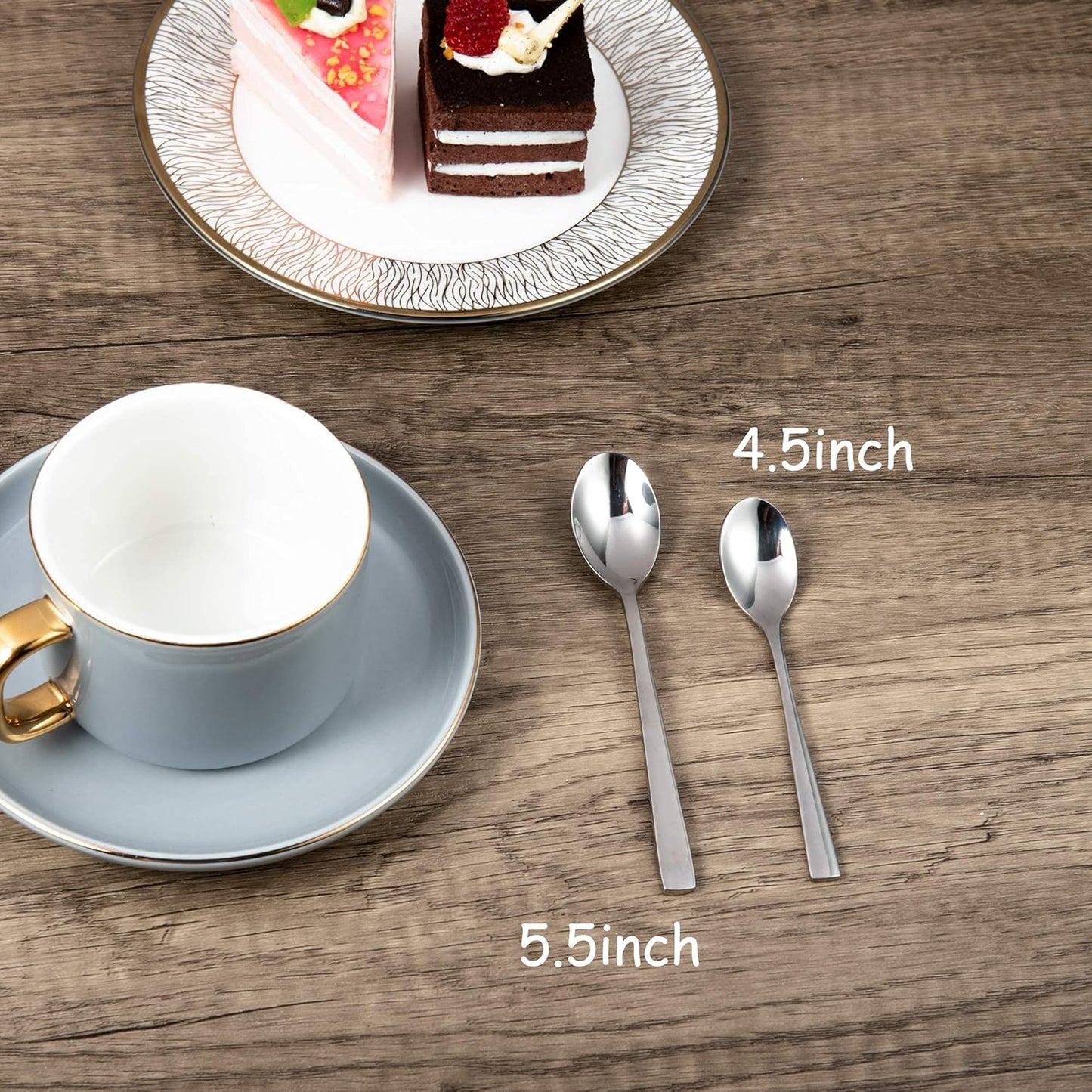 IMEEA Demitasse Spoons - Set of 6, 4.5 Inch SUS304 Stainless Steel Espresso Spoons