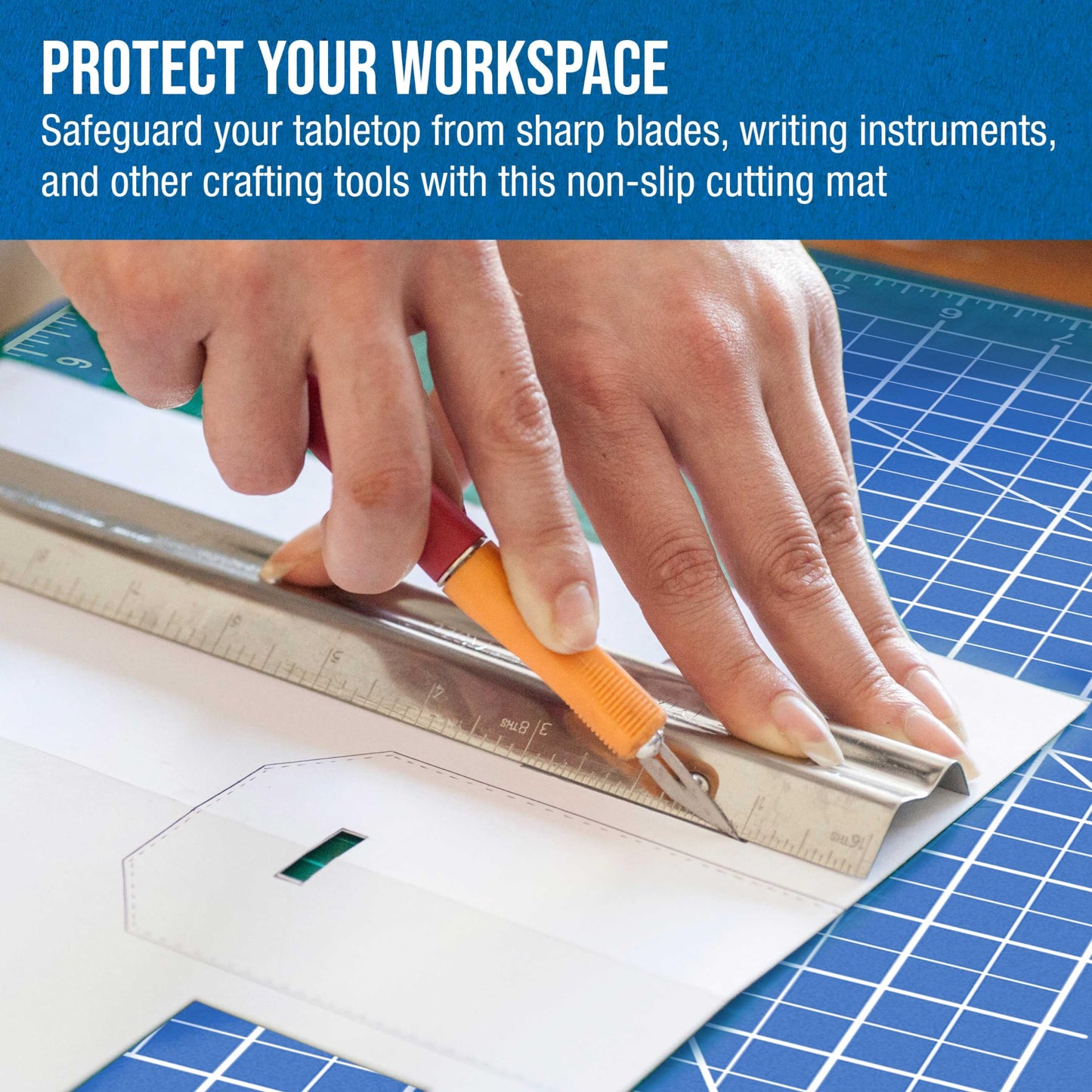 U.S. Art Supply 12" x 18" Self-Healing Cutting Mat 5-Ply - Double-Sided Pink/Blue Craft Mat, Non-Slip Cutting Mats for Crafts, Sewing, Quilting, Scrapbooking