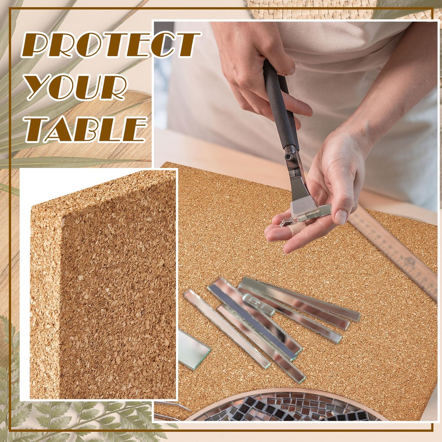 Juexica 4 Pcs 12" x 12" Heat Resistant Stained Glass Work Surface, 1/2" Thick Stained Glass Tools to Protect Table and Countertops for Handwork Beginners