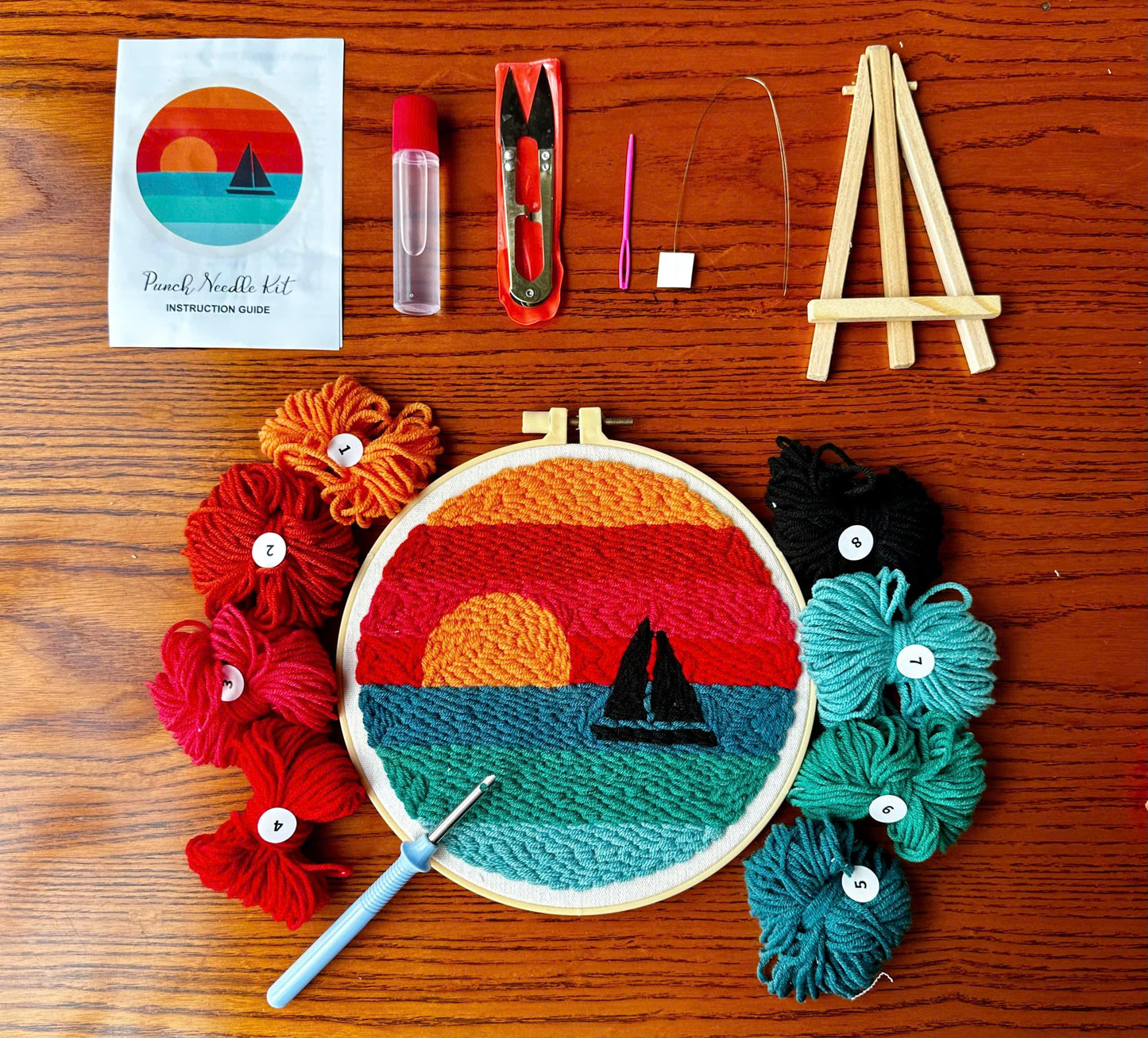 CELCRAFTIQUE Punch Needle Kits for Adults Beginner, Tool with Punch Needle Fabric, Hoops, Yarns and Sewing Needles (Style 3)