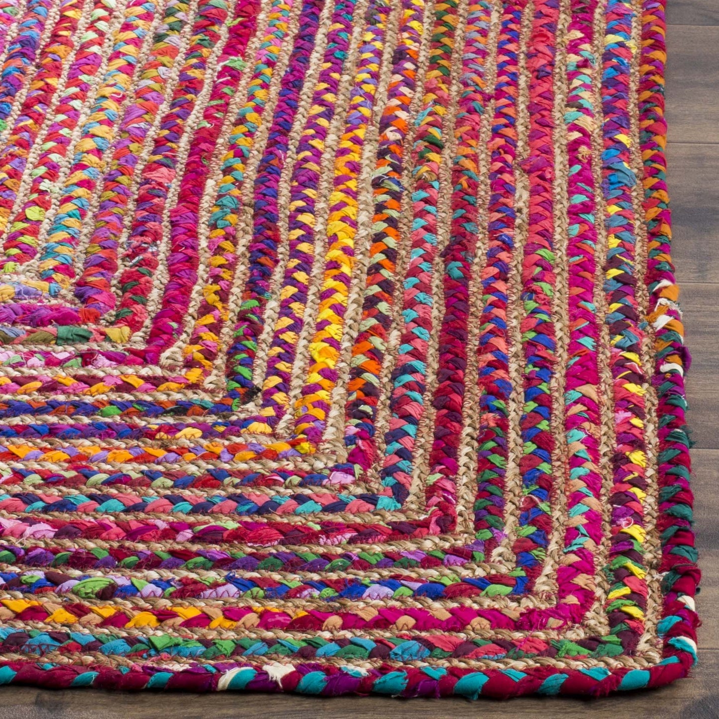 SAFAVIEH Area Rug 11x15 - Cape Cod Collection - Large - Red & Multi, Handmade Jute & Cotton, Woven Braided Design (CAP202A)