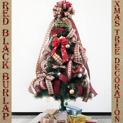 MEEDEE Burlap Wired Ribbon 2.5 Inch 6 Rolls 36 Yards Buffalo Plaid Ribbon for Wreaths, Tree Decorations, Ribbon Garland