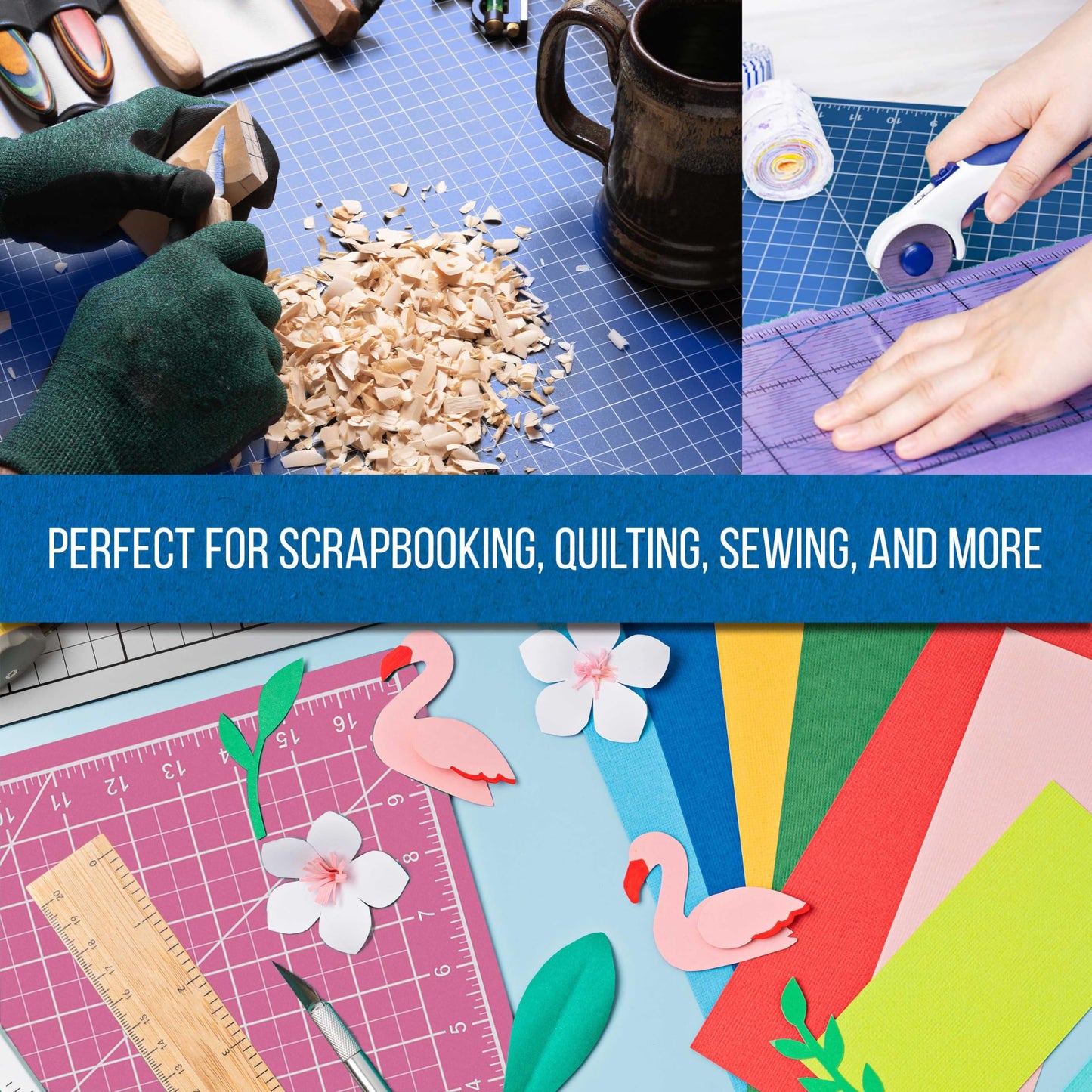 U.S. Art Supply 12" x 18" Self-Healing Cutting Mat 5-Ply - Double-Sided Pink/Blue Craft Mat, Non-Slip Cutting Mats for Crafts, Sewing, Quilting, Scrapbooking