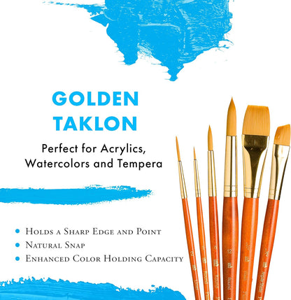 Princeton Art & Brush Synthetic Gold Taklon Brush Set, 6/Pkg