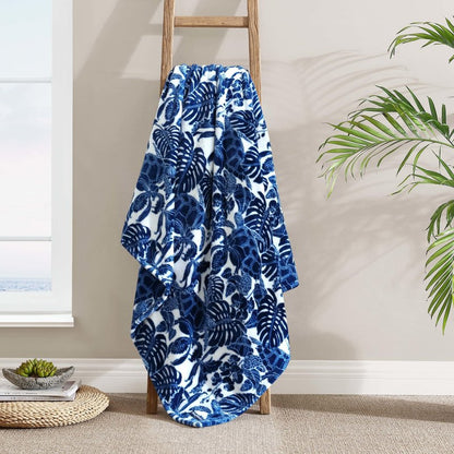 Tommy Bahama - Throw Blanket, Plush Fleece Bedding with Ultra-Soft Cozy Feel, Tropical Blanket for Bed or Couch (Turtle Bay Blue, 50' x 70')