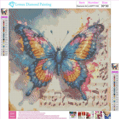 5D Butterfly Diamond Art Kits for Adults, Full Square Drill Fantasy Animal DIY Diamonds Painting Set Paint By Numbers, Shiny Beads Art Craft 12x12in for New Beginners Home Decoration