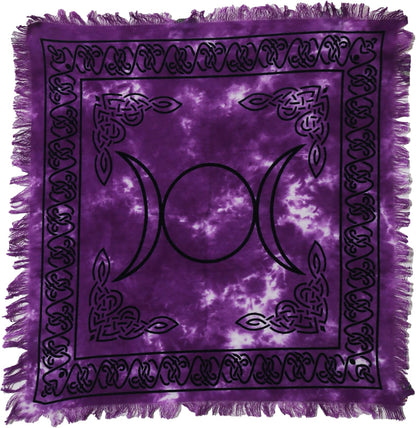 Indian Consigners Altar Cloth - Purple Triple Moon Square 18" for Alter Tarot Spread
