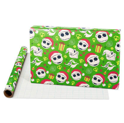American Greetings Nightmare Before Christmas Christmas Wrapping Paper Rolls, Black and Red Holiday Gift Wrap (105 sq. ft., 3 Rolls-30 in. x 14 ft., Cut Lines) Jack Skellington, Oogie Boogie, Cosmo