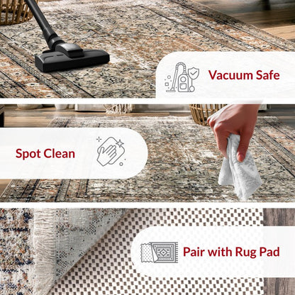 nuLOOM Fringed Performance Indoor Area Rug, Power Loomed, Easy Clean, Durable, Non-Shed, 4' x 6', Charvi Multi