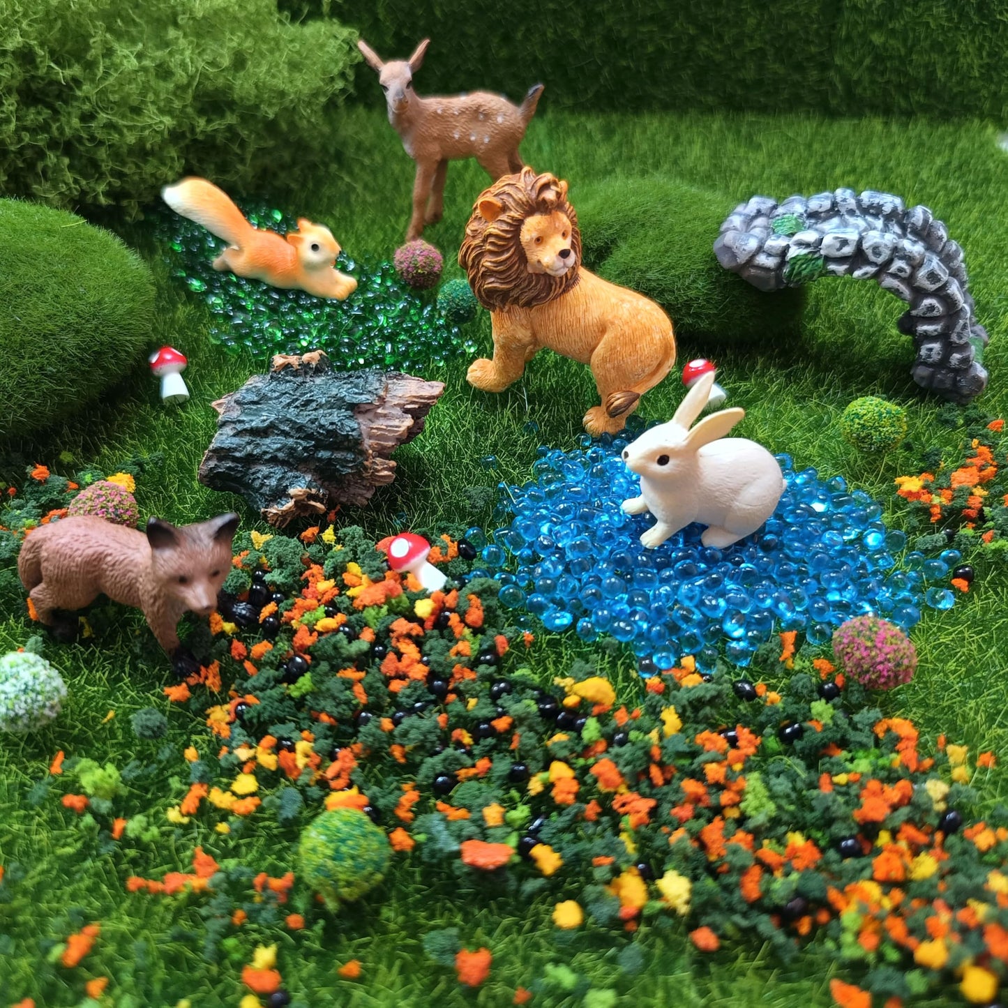QuarenDen Fairy Garden Accessories, Decorative Sand, Grass, Moss Stick, Miniature Garden Figurines with Moss for DIY, Micro Landscape Decoration