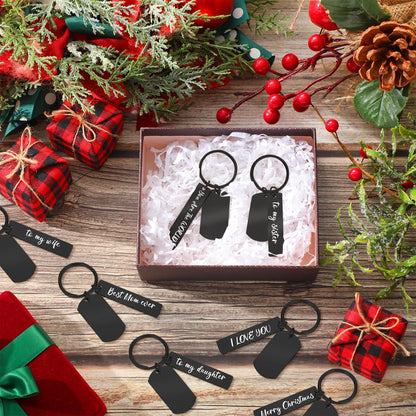 Gisafai 30 Pcs Laser Engraving Stainless Steel Keychain Blanks Engravable Metal Keychains for Graduation Crafts DIY Gifts(Black)
