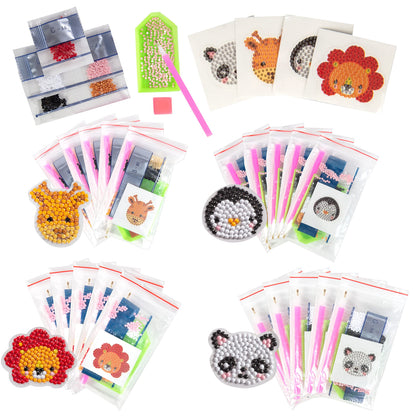 Kid's Birthday Party Diamond Gem Painting Craft Favor Kits- Zoo Buddies-20 Individually Packaged, All-in-One Packs for Boys & Girls - Unique Easter Basket Stuffer, Classroom Art Project Activity, Gift