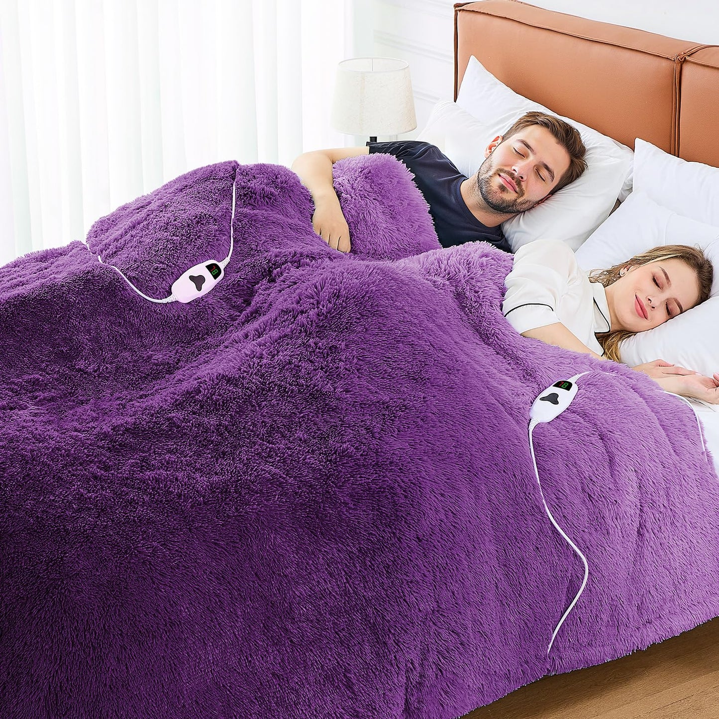 Heated Electric Blanket Throw,Warm Winter Birthday Gifts for Women Her Grandma-Faux Fur with Soft Sherpa,10 Heat Settings,5 Time Settings with Fast Heating, 50x60, Rainbow