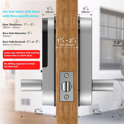 Keyless Entry Fingerprint Smart Lock with Handle & Keypad: Sifely Biometric Digital Electronic Lock with Code, Electric Deadbolt Door Knob for Front, Interior, Exterior & Bedroom Doors (Silver)