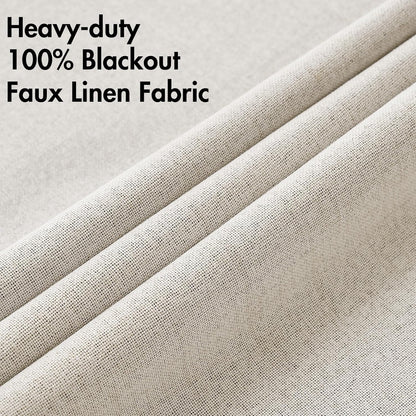 MIULEE Linen Curtains - 100% Blackout Thermal Insulated Drapes for Bedroom & Living Room | 52 x 72 Inch (2 Panels)