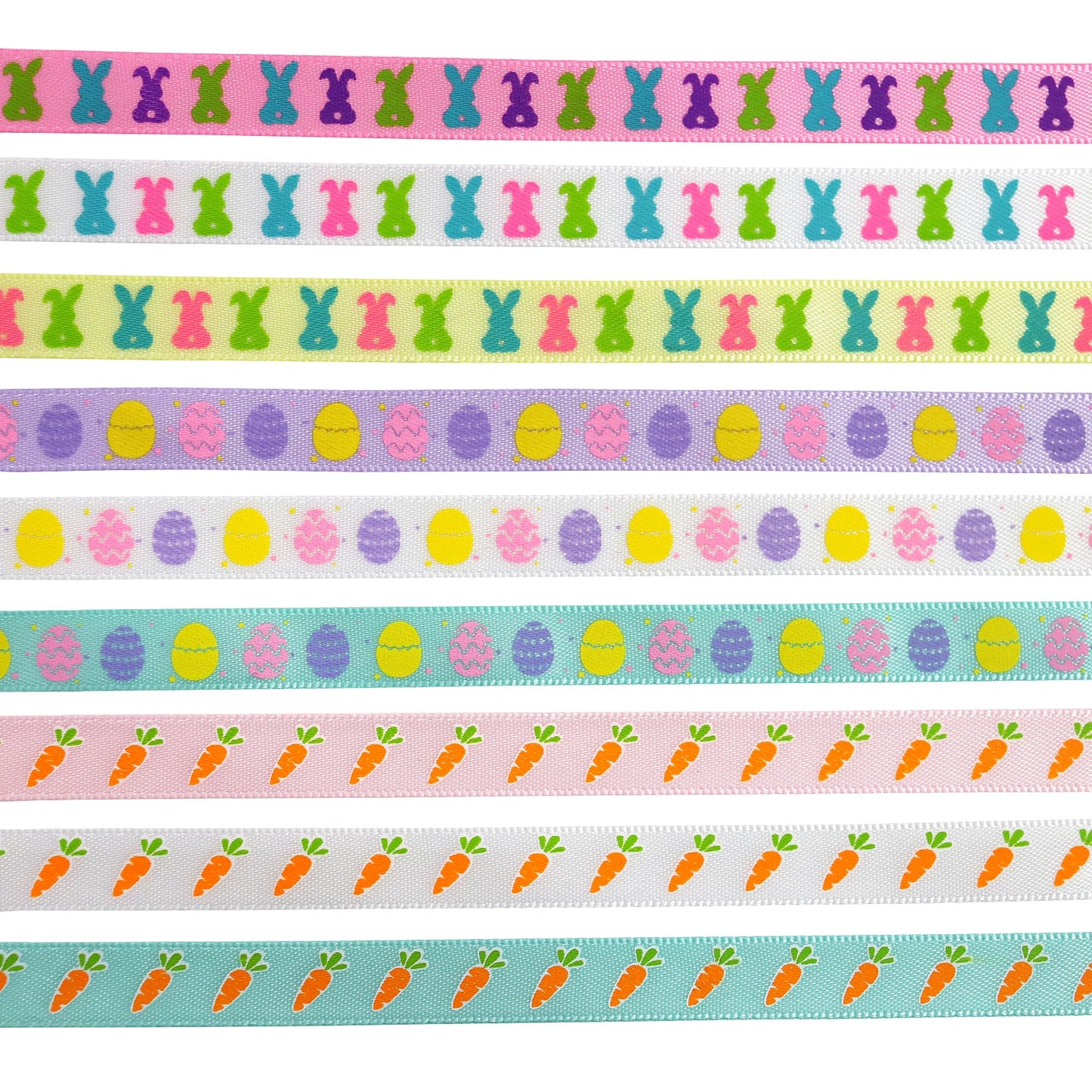 YERELO Easter Ribbon, 54 Yards 3/8'' Size 6 Yard x 9 Roll Ribbons Gift Wrapping Ribbon Hair Bow Wreath Making for Easter DIY Craft Party Decoration