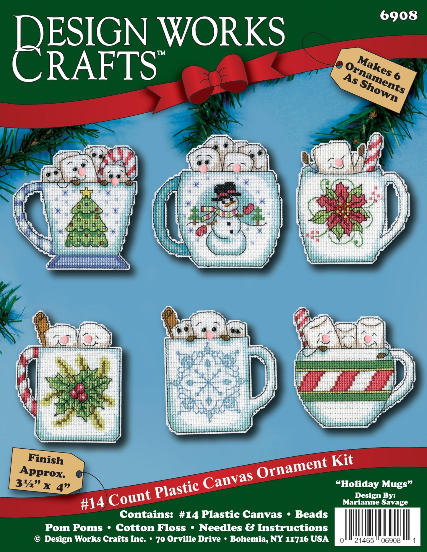 Design Works Crafts Holiday Mugs Counted Cross Stitch Ornament Kit - Set/6