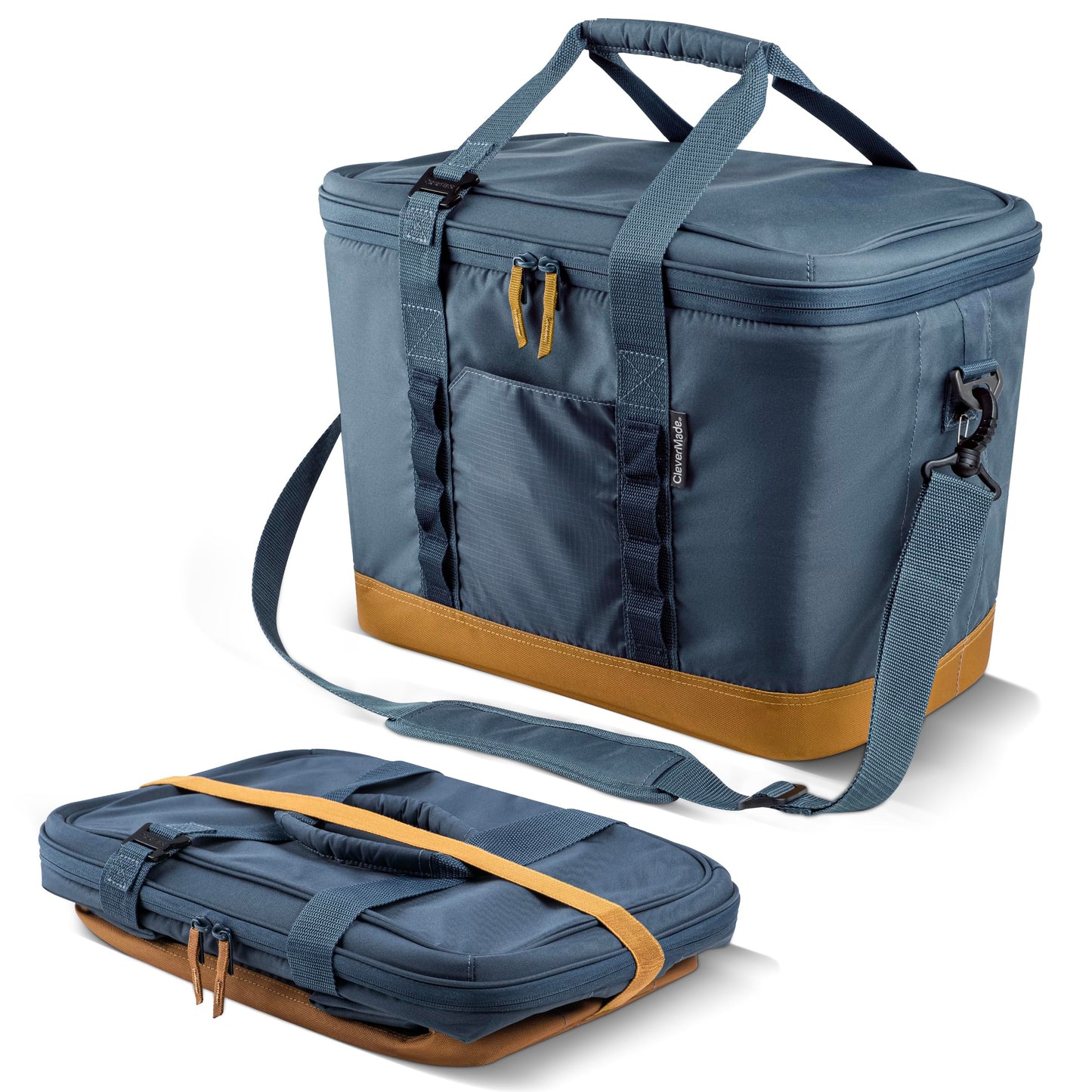 CleverMade Pacifica Collapsible Cooler Bag – Large Portable Cooler Bag for Travel, Foldable Insulated Cooler for Beach, Picnic & Tailgating, Holds Up to 50 Cans, Leakproof Soft Carry Cooler - Ocean