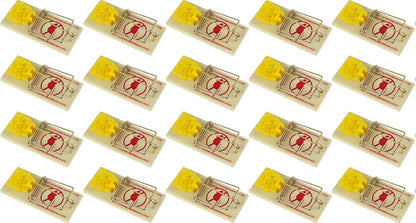 Wooden Snap Mouse Trap, Spring Action with Expanded Cheese Shaped Trigger, 20 Pack