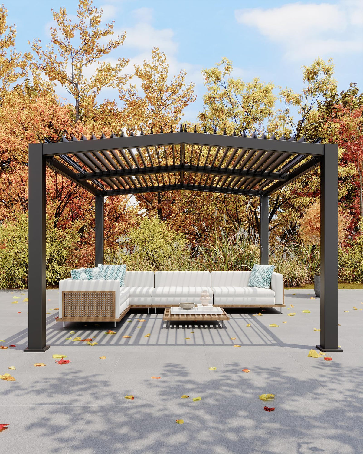 11x13 ft Louvered Pergola, Outdoor Aluminum Pergola with Adjustable Roof Louvers, Reinforced Frame, Integrated Drainage, Weather-Resistant Hardtop Gazebo for Patio, Deck, Backyard, Gray