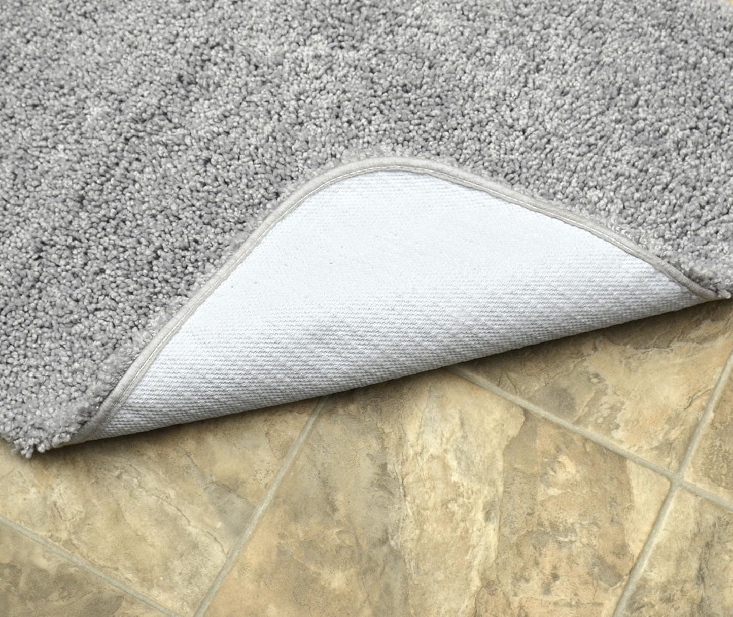 Garland Rug 3 Set Set Serendipity Platinum Gray Piece (Toilet Cover, Contour Rug, Bath Rug) Shaggy Nylon Washable