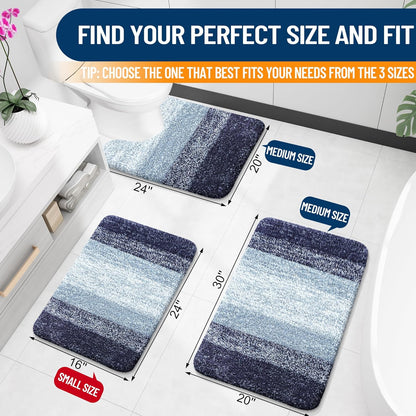 OLANLY Large Bathroom Rugs - Extra Soft Microfiber Mat | Quick Dry, Washable, Rubber Backing - Airy Blue 50x30