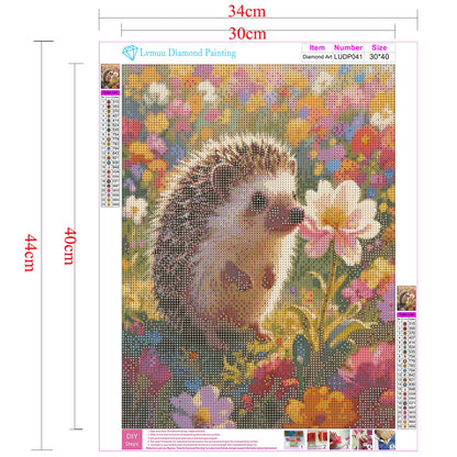 Lvmuu Hedgehog Diamond Art Kits for Adults, 5D Cute Animal Flowers Diamonds Painting Kits for Beginners, Fantastic DIY Full Round Drill Beads Gem Art Paint By Numbers Crafts Home Wall Decor 30x40cm