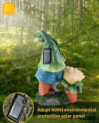 iStatue Large Solar Garden Gnome - 12-Inch Hand-Painted Outdoor Patio Decor & Lawn Ornament