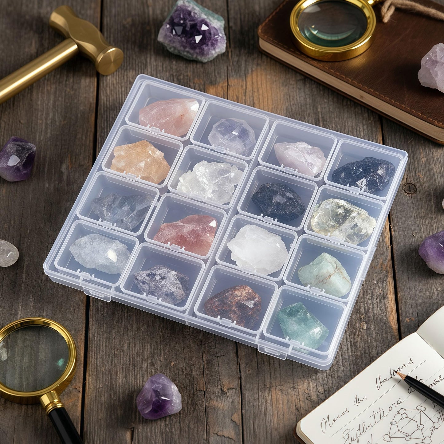 LJY Large 48 Grid Bead Storage Box -3-Pack Transparent Storage Box,Suitable for Jewelry, Earrings,Rings,Diamonds,Hardware,Fishing Gear Portable Mesh Plastic Box with Safety Buckle