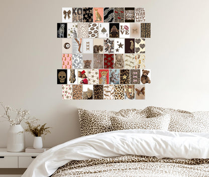 TwoDays Cheetah Print Room Decor Aesthetic, Y2K Leopard Print Wall Art Collage Kit, Chic Luxury Trendy Fashion Posters for Girls Home Bedroom Apartment Dorm.(Set of 50, 4" × 6")
