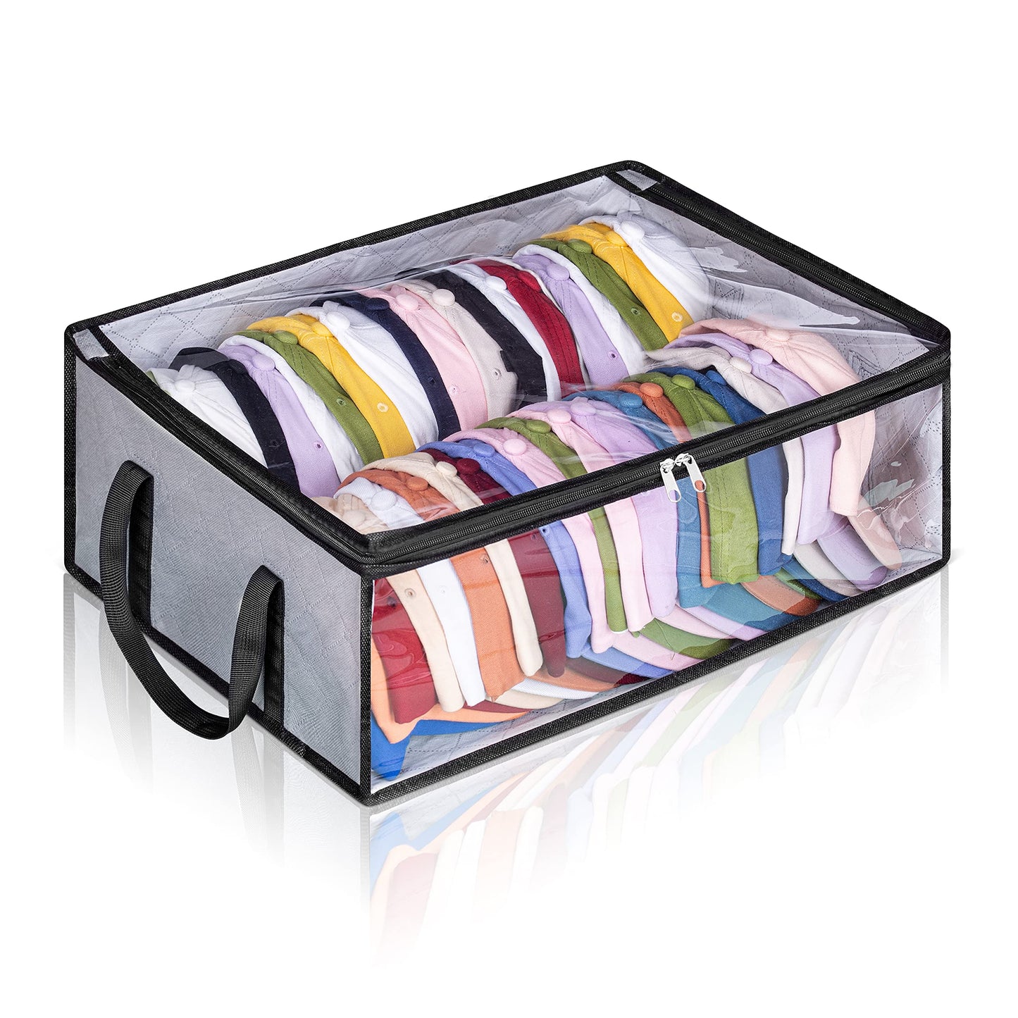 AOODA Hat Storage for Baseball Caps, Large Holds up to 40 Caps Wide Hat Organizer for Closet Snapback Holder, Grey