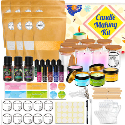 CxiRong Candle Making Kit for Adults, DIY Candle Making Supplies Craft Kits Including 4.4 lb Soy Wax, Beeswax, Jars, Tins, Candle Dyes, Essential Oils & More, Perfect for Home Decorations