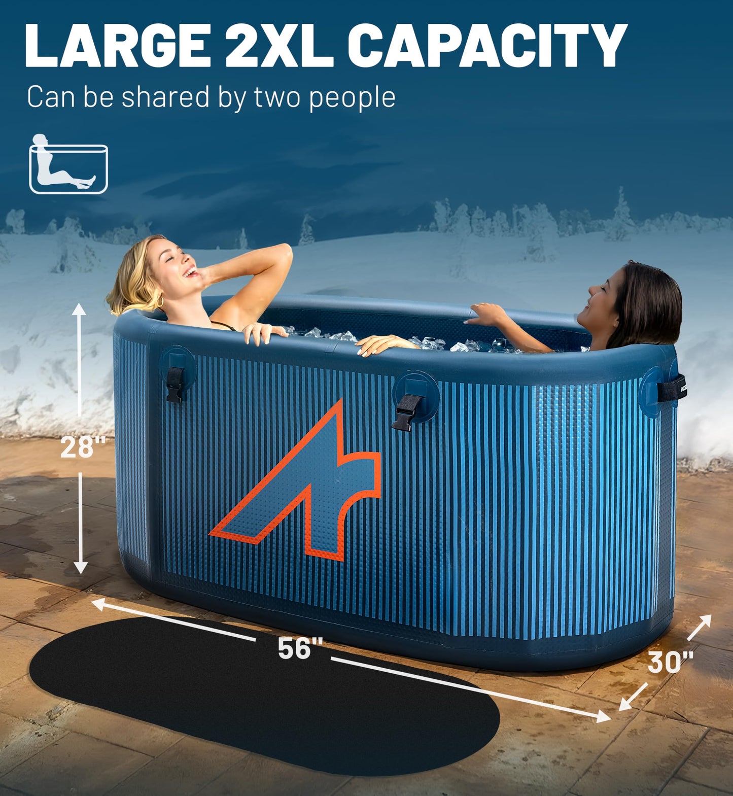 AOERIBO Inflatable 126 Gal XXL Oval Cold Plunge Tub, Superior Insulation, 8-Layered Portable Ice Bath Tub, Ice Plunge With Insulated Lid, Hand Pump, Eva Pad, Outdoor Use For Athletes, Adults