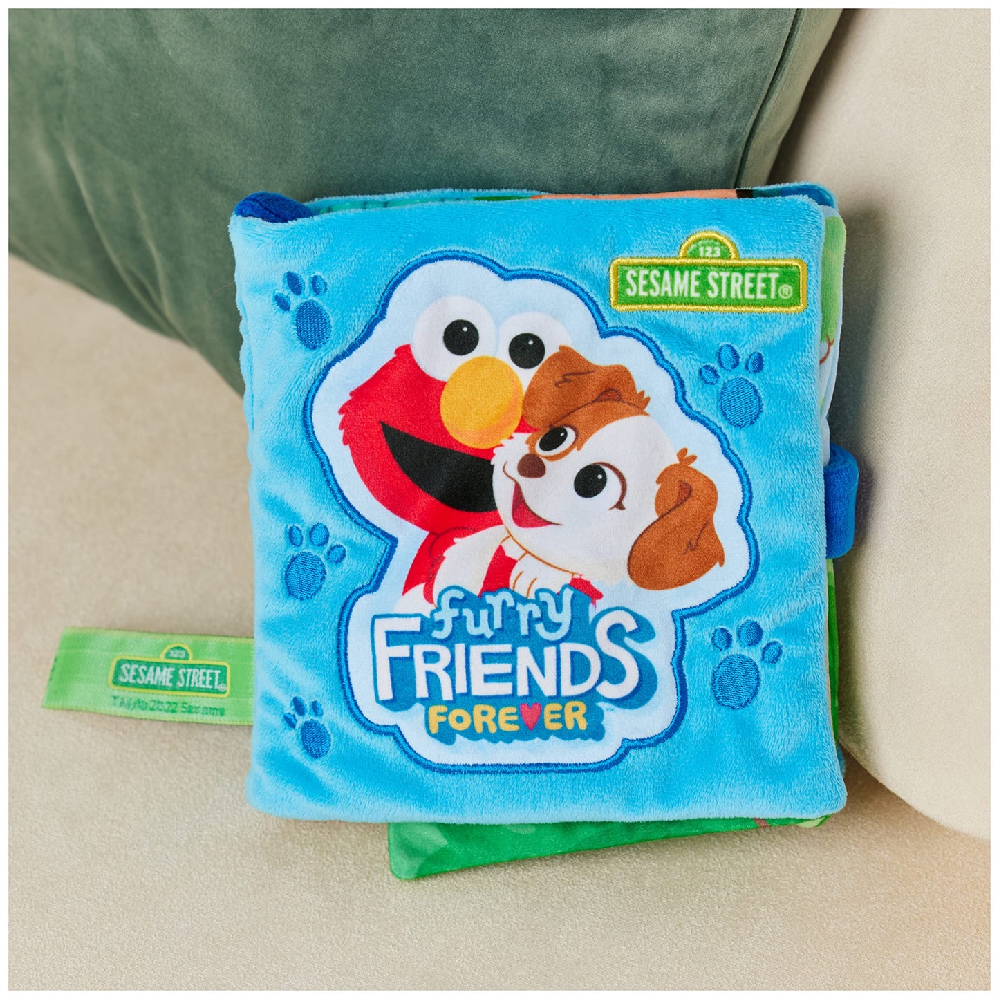 GUND Sesame Street Furry Friends Forever Soft Book, Premium Plush Sensory Toy for Ages 1 and Up, Blue, 6”
