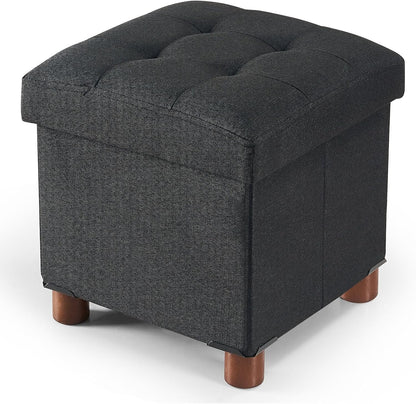 12.6"x12.6"x12.8" BRIAN & DANY Small Ottoman with Storage, Small Storage Ottoman, Folding Foot Stool with Wood Legs