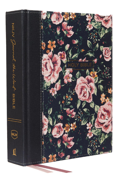 NKJV, Journal the Word Bible, Cloth over Board, Blue Floral, Red Letter, Comfort Print: Reflect, Journal, or Create Art Next to Your Favorite Verses