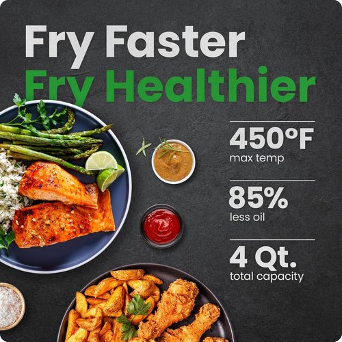 Chefman Air Fryer - 4 QT Compact Airfryer with Hi-Fry Technology & Touch Controls - Black