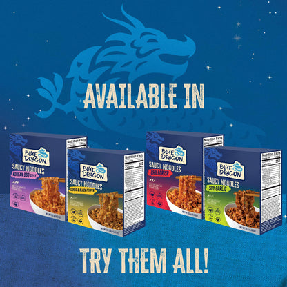Blue Dragon Korean BBQ Saucy Noodles - 4.2oz (Pack of 3) - Knife Cut Thick Noodles w/Korean BBQ Sauce & Sesame Seed Garnish - Quick & Easy Meal with Bold Asian Flavors - Vegetarian Friendly
