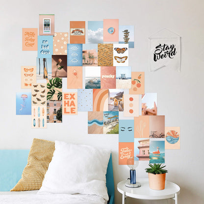 HAUS AND HUES Peach Photo Collage Kit - Wall Aesthetic Collage Kit for Teens (Set of 50)
