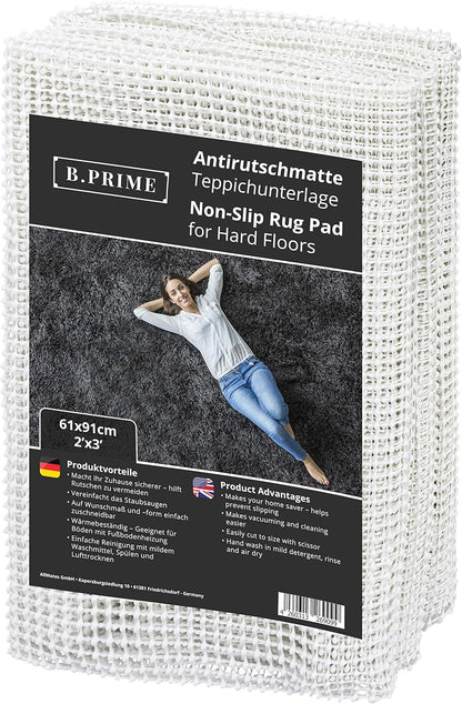 B.PRIME Non-Slip Rug Underlay Pad, 2x3-Feet for Hard Floors, Available in Different Size Options