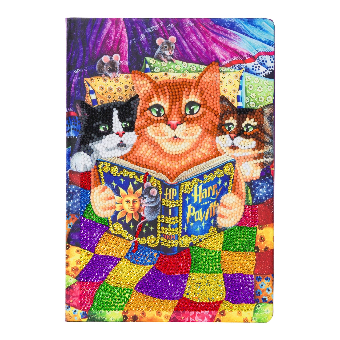 Crystal Art Diamond Painting Notebook - Kitten Bedtime Notebook Kit - Create a Sparkling Notebook Cover using Crystals - For ages 8 and up